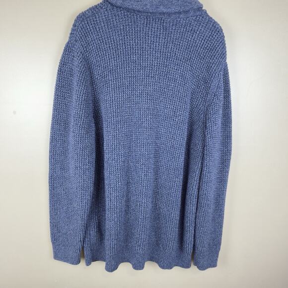 LL Bean Sweater Cardigan L Organic Cotton Waffle Knit Shawl Collar Chunky Knit - Picture 8 of 14